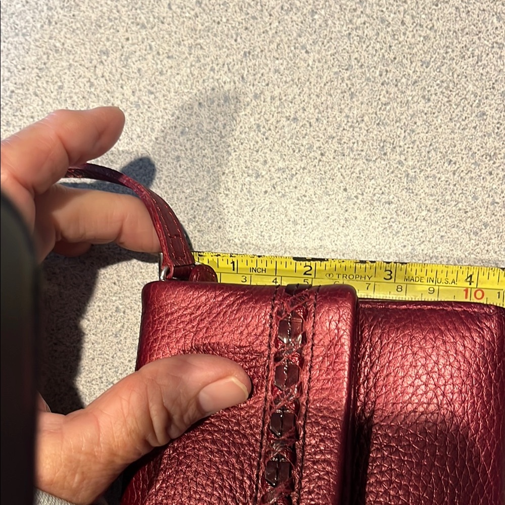 Brighton Red Crossbody Bag with Scalloped Flap - Picture 11 of 12